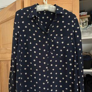J CREW Clock-Print Silk Blouse